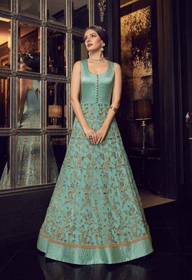 Blue Embroidered Silk Salwar 2