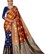 Orange woven art silk sarees saree with blouse