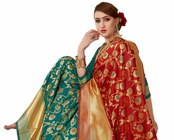 Red woven art silk sarees saree with blouse 5