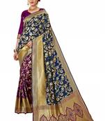 Blue woven art silk sarees saree with blouse