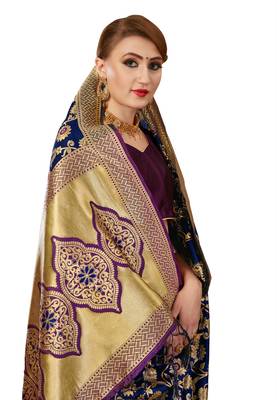 Blue woven art silk sarees saree with blouse 5