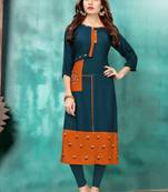 Multicolor embroidered rayon long kurtis