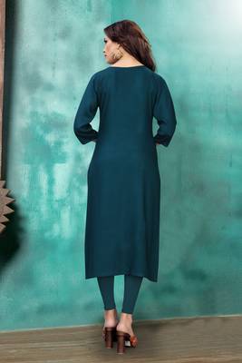 Multicolor embroidered rayon long kurtis 2