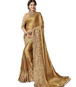 Golden embroidered  silk saree with blouse