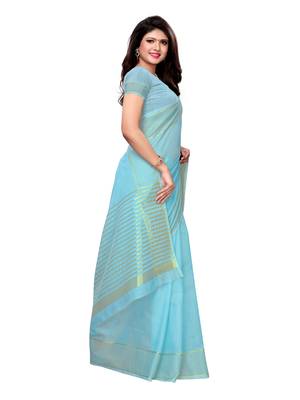 Blue Woven Poly Silk Saree With Blouse 3