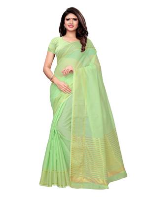 Green Woven Poly Silk Saree With Blouse 1