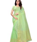 Green Woven Poly Silk Saree With Blouse