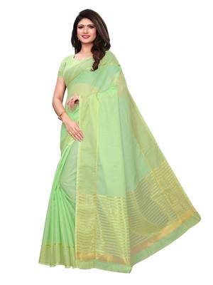 Green Woven Poly Silk Saree With Blouse 2