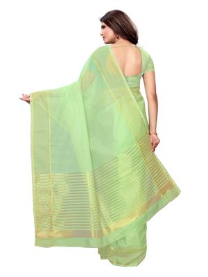 Green Woven Poly Silk Saree With Blouse 4