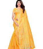 Yellow Woven Poly Silk Saree With Blouse