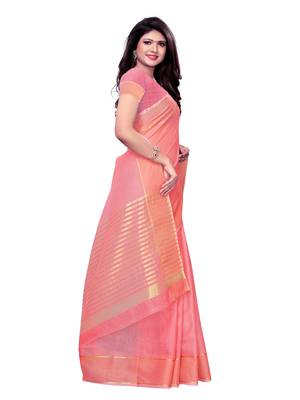 Red Woven Poly Silk Saree With Blouse 3