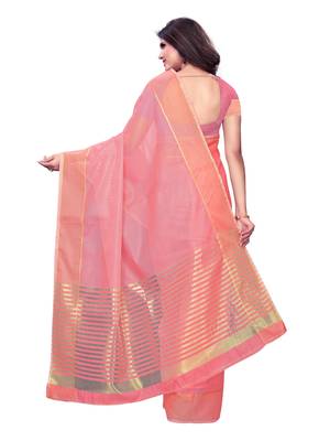 Red Woven Poly Silk Saree With Blouse 4