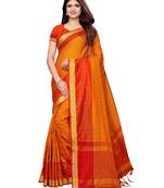 Yellow Woven Poly Silk Saree With Blouse