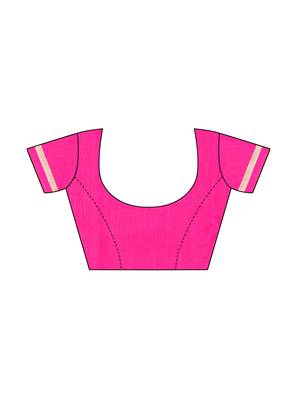 Pink printed chiffon saree with blouse 5