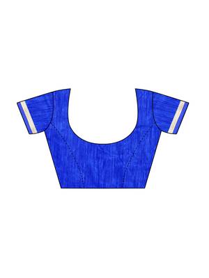 Blue Printed Chiffon Saree With Blouse 5