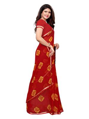Maroon Printed Chiffon Saree With Blouse 3