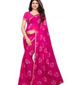 Pink Printed Chiffon Saree With Blouse