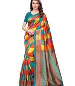 Multicolor Printed Poly Silk Saree With Blouse
