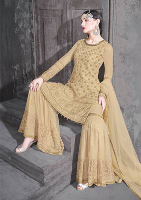 Cream Embroidered Net Salwar 2