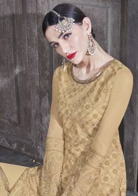 Cream Embroidered Net Salwar 3