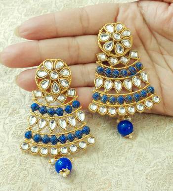 Lalso Designer Blue Matt Meenakari Enamel Kundan Earrings - LME10_BL 1