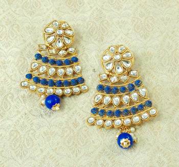 Lalso Designer Blue Matt Meenakari Enamel Kundan Earrings - LME10_BL 2