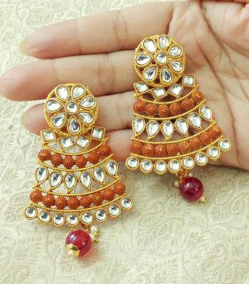 Lalso Designer Maroon Gheru Matt Meenakari Enamel Kundan Earrings - LME10_MR 1