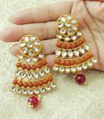 Lalso Designer Maroon Gheru Matt Meenakari Enamel Kundan Earrings - LME10_MR