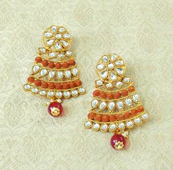 Lalso Designer Maroon Gheru Matt Meenakari Enamel Kundan Earrings - LME10_MR 2