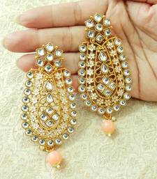 Lalso Designer Peach Matt Meenakari Enamel Kundan Earrings - LME11_BG