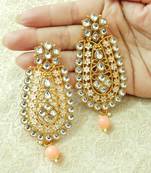 Lalso Designer Peach Matt Meenakari Enamel Kundan Earrings - LME11_BG