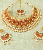Lalso Designer Gheru Maroon Matt Meenakari Work Kundan Bridal Choker Necklace Earring Set With Maangtikka - LMCN04_MR
