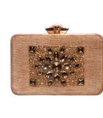 Net Silk Made Black Color Clutch With Stone Embellishemnt Work