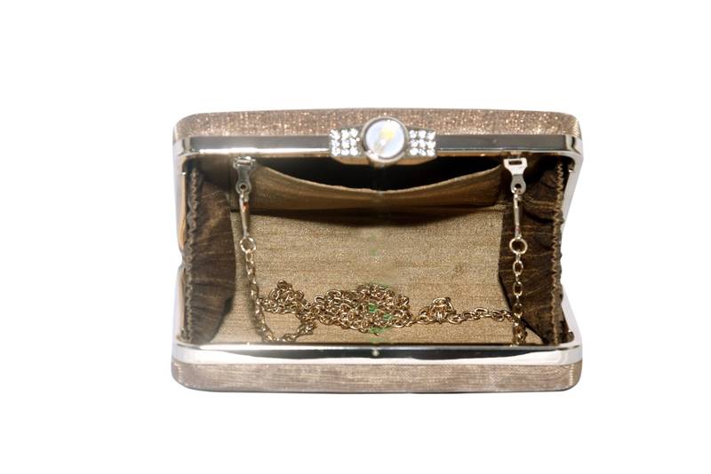 Net Silk Made Black Color Clutch With Stone Embellishemnt Work