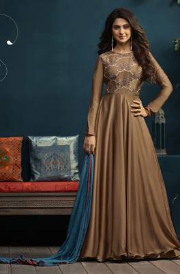 Beige Embroidered Georgette Salwar 1