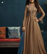 Beige Embroidered Georgette Salwar