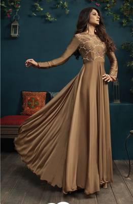 Beige Embroidered Georgette Salwar 2