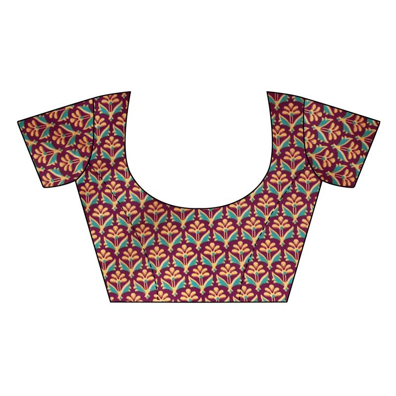 Women Multicolor Cotton Blend Printed Saree With Unstitched Blouse