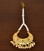 Gold Plated with Off-White pearls Traditional Styled Maang Tikka