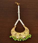 Gold Plated with Parrot Beads Traditional Styled Maang Tikka