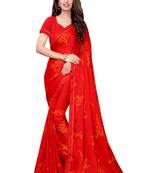 Orange printed georgette saree with blouse