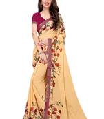 Yellow printed georgette saree with blouse