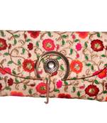 Raw Silk Made Multi Color Clutch With Embroidery Work