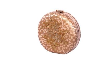 Banarasi Silk & Net Made Gold Color Clutch With Embroidery & Zari , Net Work 4