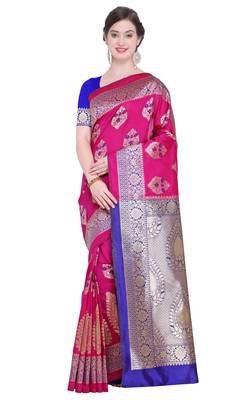 Pink Woven Art Silk Saree With Blouse 1