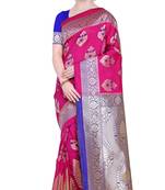 Pink Woven Art Silk Saree With Blouse