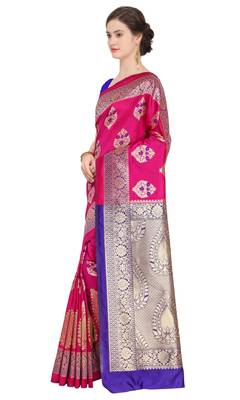 Pink Woven Art Silk Saree With Blouse 2