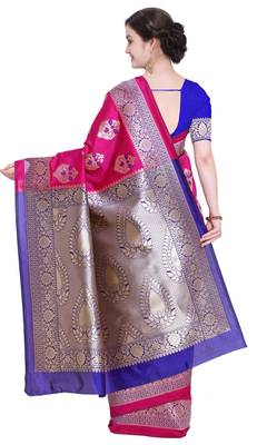 Pink Woven Art Silk Saree With Blouse 3