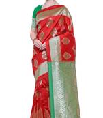 Red Woven Art Silk Saree With Blouse