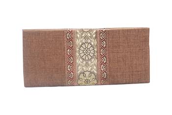 Jute & Banarasi Silk Made Beige Color Clutch With Banarsi Silk Design Fabric 1